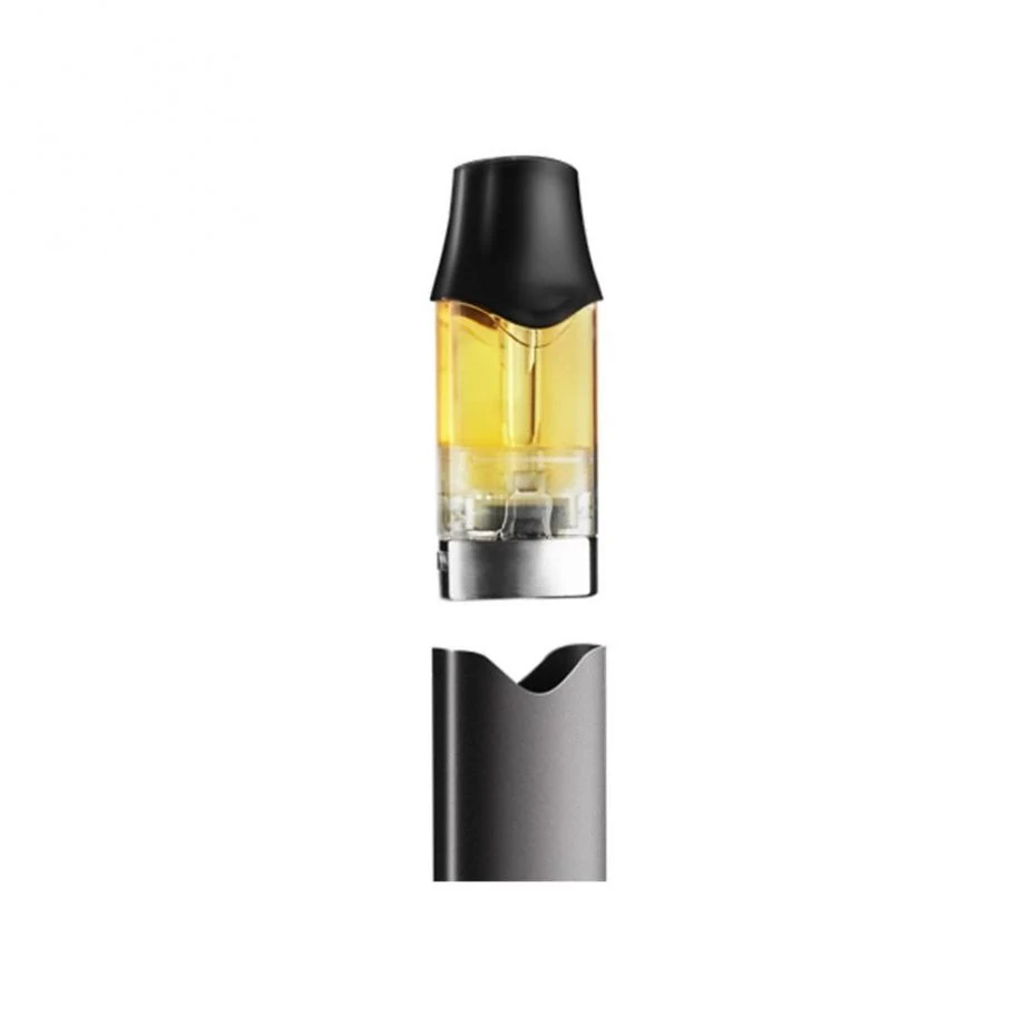 Close-up of a Foger BIT 35K pod showing the mesh coil and e-liquid window with foger pods branding
